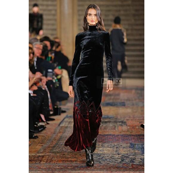 Ralph Lauren Collection Turtleneck Velvet Dress Runway Long Gown Anniversary 4 - Picture 2 of 14